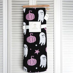 NWT Ghosts Pink Pumpkins Oversized Throw Blanket ID Home Fashions Black